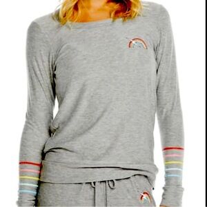 Chaser Top Long Sleeve Pajamas Rainbow Bolt Knit Pullover Cozy Comfort Soft Gray
